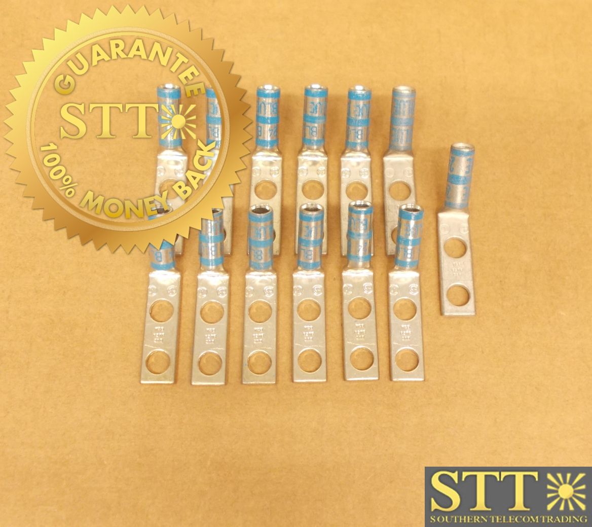 54852BEUF THOMAS &amp; BETTS 2H COMP LUG 1/4&quot; STUD 45 DEG #6 AWG 5/8&quot; HOLE SPACING ( LOT OF 13 ) NEW - 90 - DAY WARRANTY