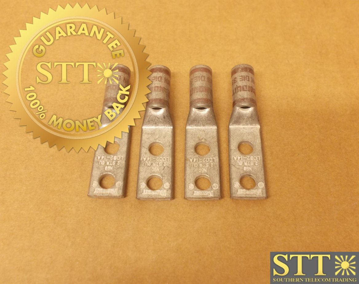 LCD2-14A-Q PANDUIT PAN-LUG 2 HOLE 1/4&quot; STUD SIZE 2/0 AWG 5/8&quot; HOLE SPACING (LOT OF 4) - USED - 90 - DAY WARRANTY