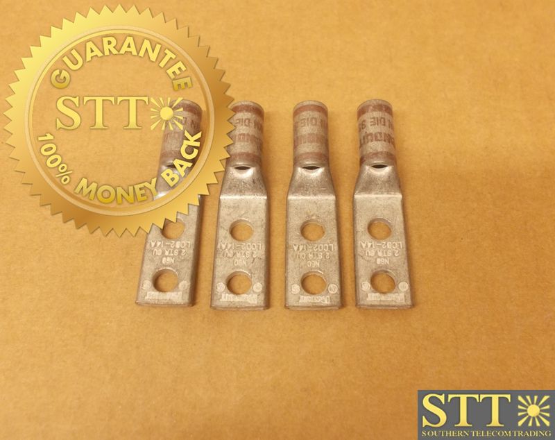 LCD2-14A-Q PANDUIT PAN-LUG 2 HOLE 1/4&quot; STUD SIZE 2/0 AWG 5/8&quot; HOLE SPACING (LOT OF 4) - USED - 90 - DAY WARRANTY