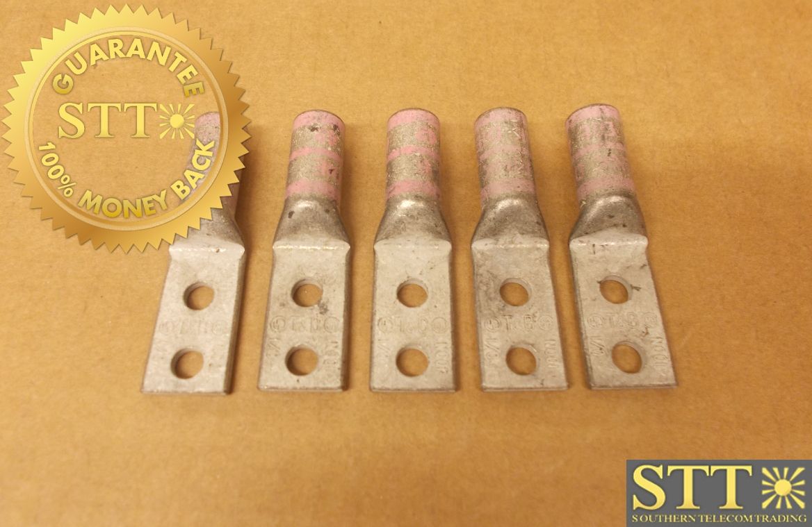 54859BE THOMAS &amp; BETTS LB TWO HOLE COMP LUG 1/4&quot; HOLE 5/8&quot; HOLE SPACING (LOT OF 5) NEW - 90 - DAY WARRANTY