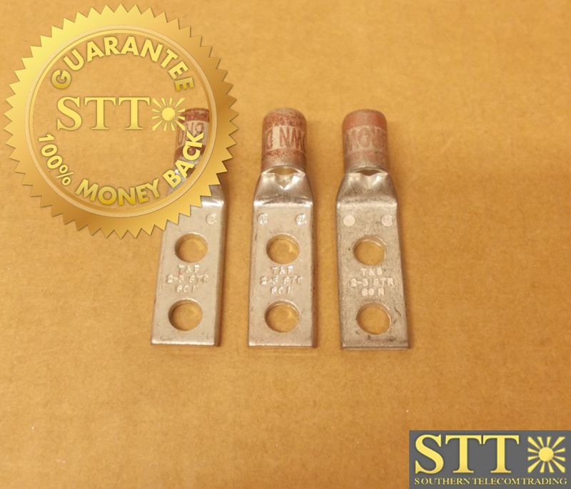 54207 THOMAS &amp; BETTS TWO HOLE COMP LUG 1/4&quot; BOLT SIZE 5/8&quot; HOLE SPACING ( LOT OF 3 ) NEW - 90 - DAY WARRANTY