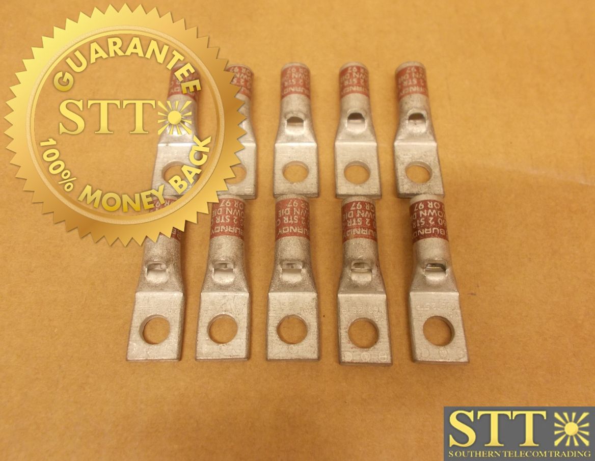 YA2CLBOX BURNDY COMP LUG 1-HOLE 5/16&quot; 2AWG BROWN (LOT OF 10) - NEW - 90 - DAY WARRANTY