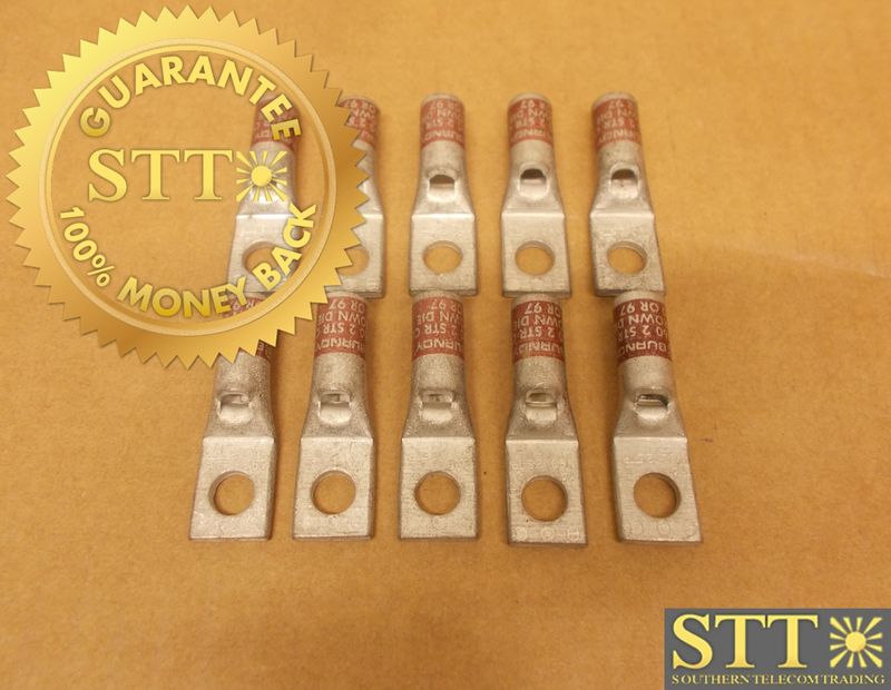 YA2CLBOX BURNDY COMP LUG 1-HOLE 5/16&quot; 2AWG BROWN (LOT OF 10) - NEW - 90 - DAY WARRANTY