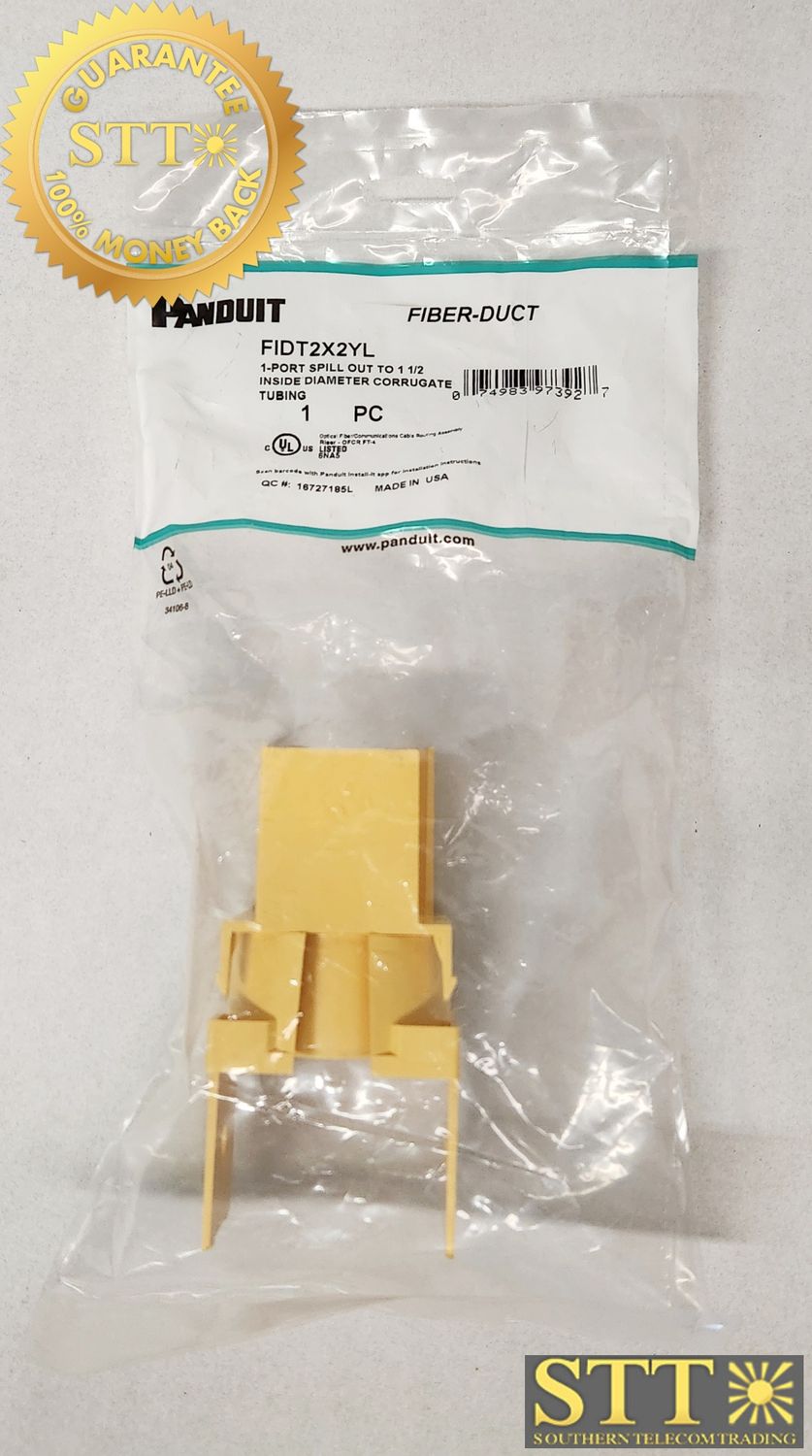 FIDT2X2YL PANDUIT 1-PORT SPILL OUT TO 1-1/2&quot; TUBING YELLOW - NEW - 90 - DAY WARRANTY