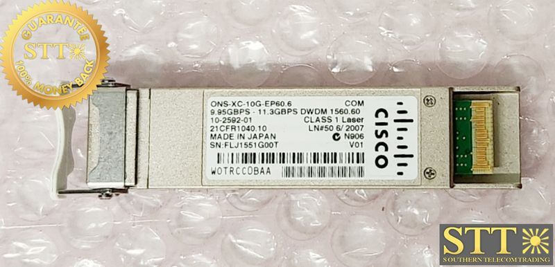ONS-XC-10G-EP60.6 CISCO  10G MR XFP DWDM 1560.61 TRANSCEIVER WOTRCC0BAA REFURBISHED - 90 DAY WARRANTY