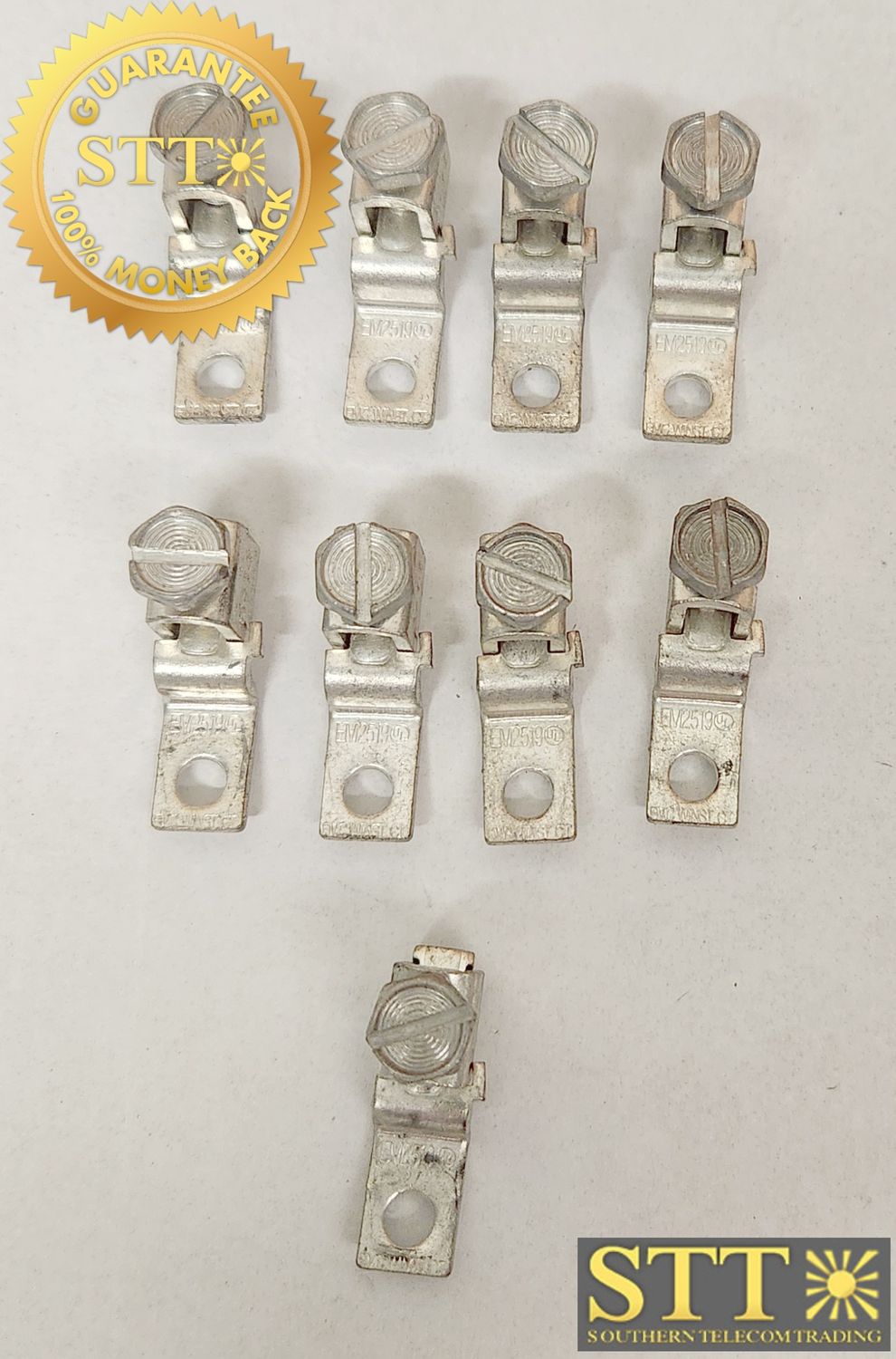 EM2519 EMC 6-14 TERMINAL LUG 3/16&quot; HOLE #14-6AWG  3/4&quot;L X 1/4&quot;H (LOT OF 9) - NEW - 90-DAY WARRANTY