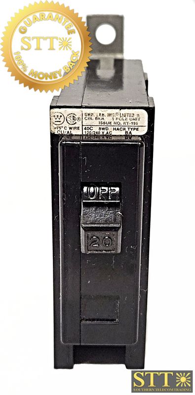 QC120 WESTINGHOUSE 20 AMP 1-POLE BOLT-ON BRKR- USED - 90 DAY WARRANTY