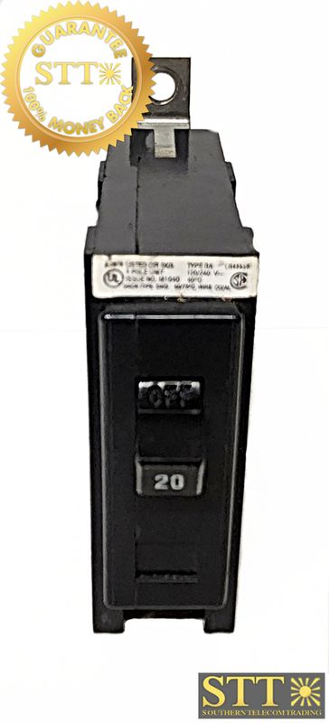 BA120 CUTLER-HAMMER 20 AMP 1-POLE BOLT-ON BRKR- USED - 90 DAY WARRANTY