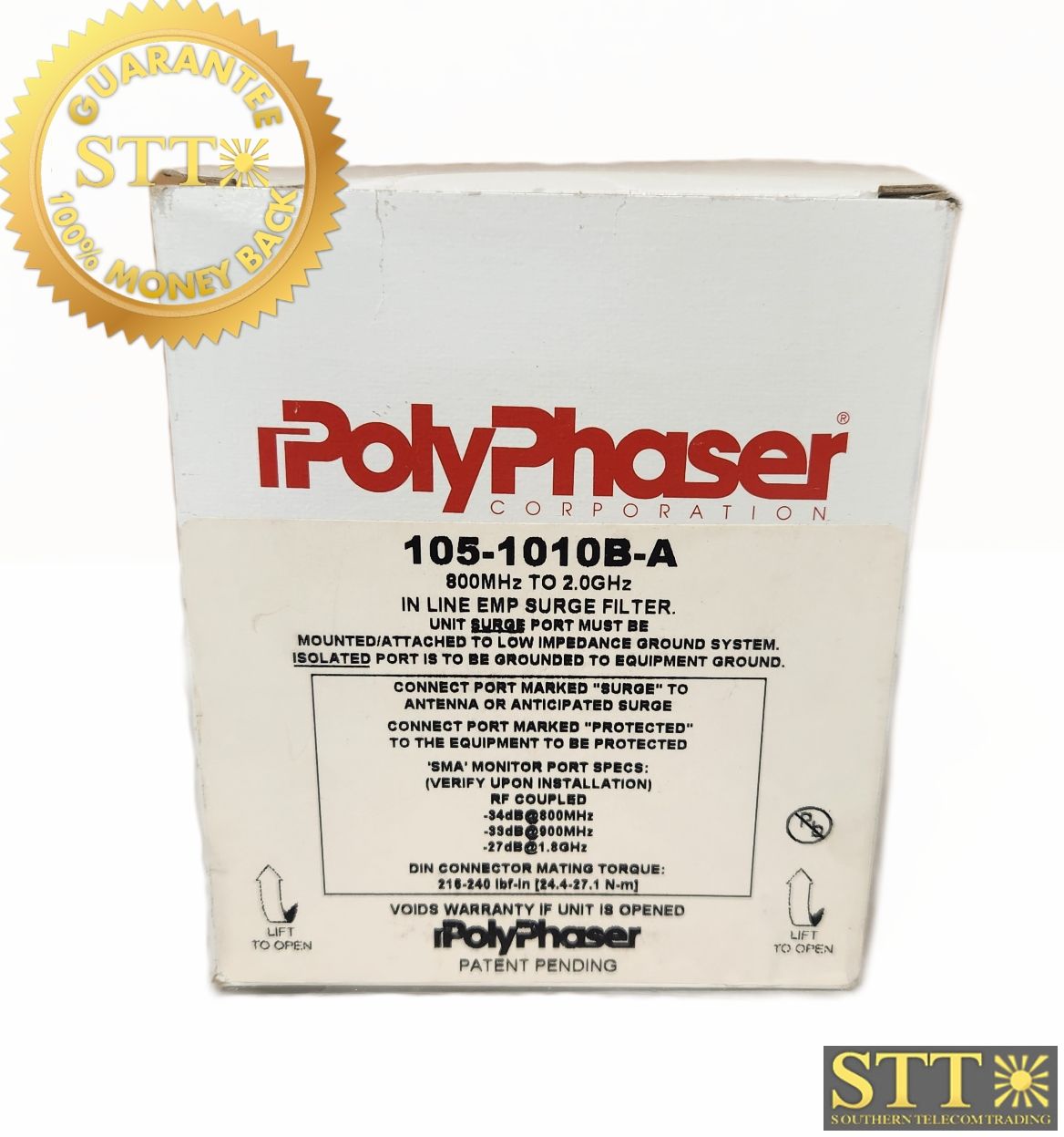 105-1010B-A POLYPHASER  IN-LINE SURGE PROTECTOR 800MHZ-2.0GHZ DIN MALE/FEMALE ENDS - NEW  - 90 DAY WARRANTY