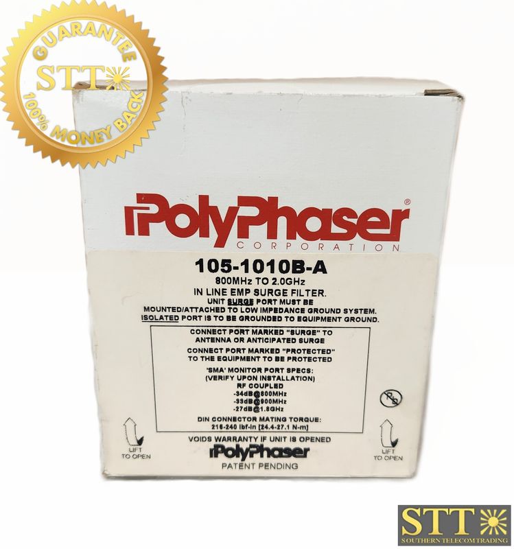105-1010B-A POLYPHASER  IN-LINE SURGE PROTECTOR 800MHZ-2.0GHZ DIN MALE/FEMALE ENDS - NEW  - 90 DAY WARRANTY