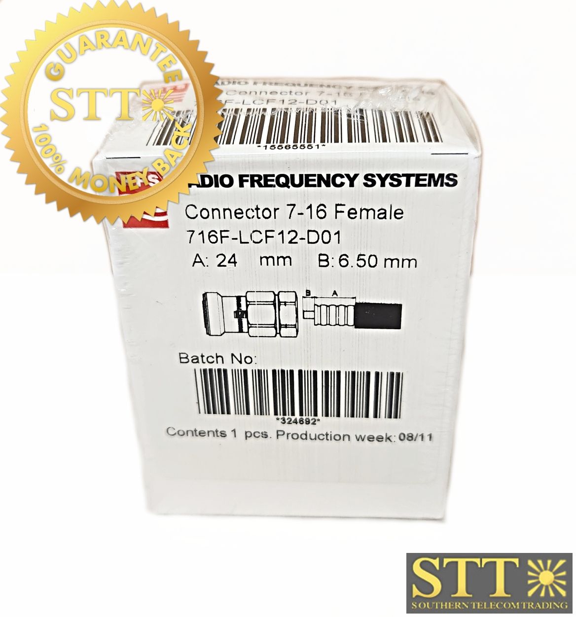 716F-LCF12-D01 RFS 7/16 DIN FEMALE CONNECTOR FOR 1/2&quot; COAX CABLE OMNI FIT STRA - NEW - 90 - DAY WARRANTY
