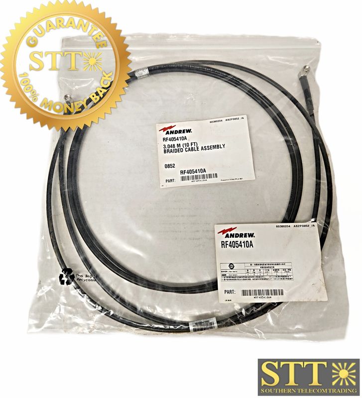 RF405410A ANDREW SMA MALE/SMA MALE BRAIDED CABLE ASSEMBLY 10FT NEW - 90 DAY WARRANTY