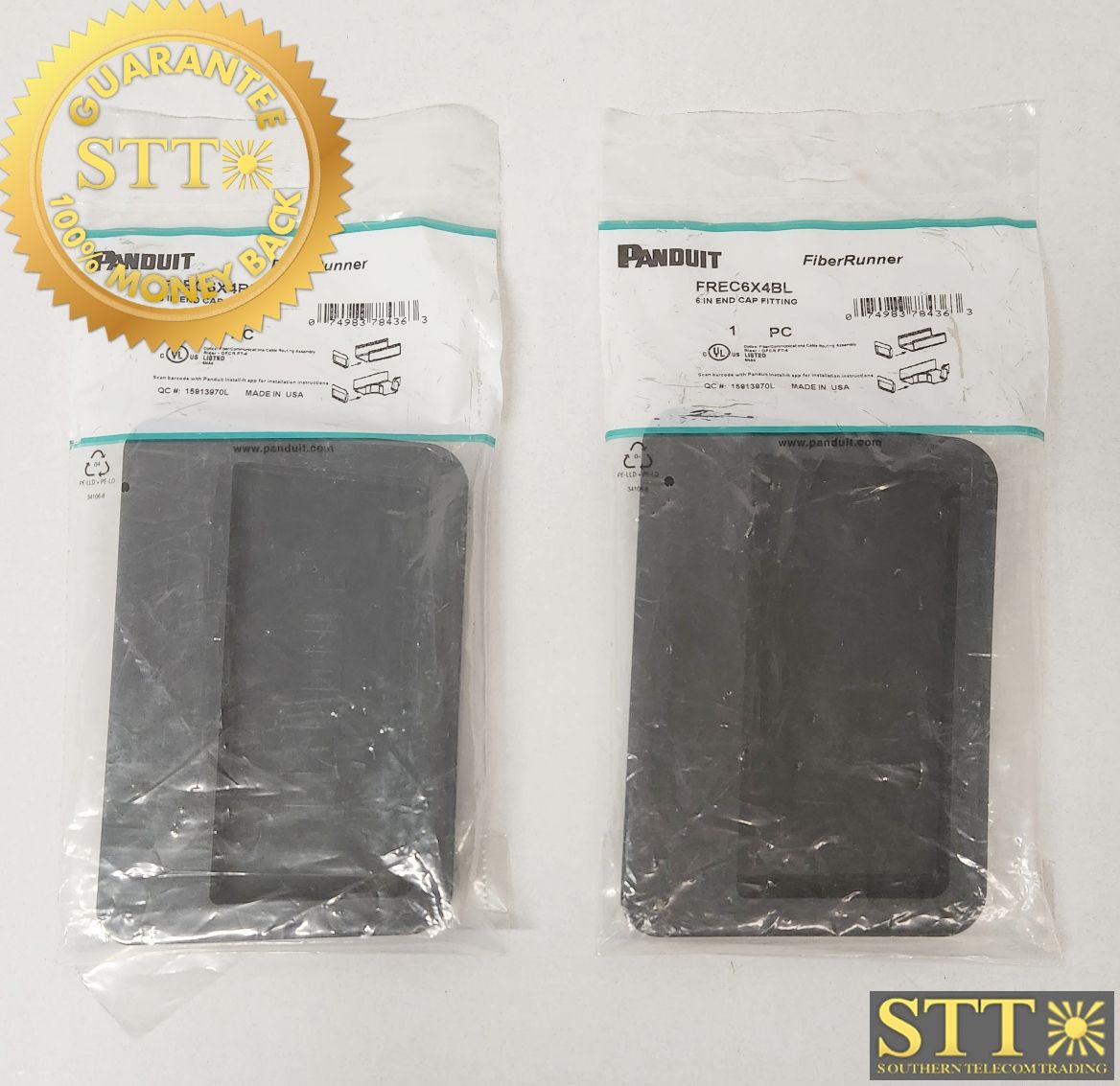 FREC6X4BL PANDUIT FIBERRUNNER 6X4 END CAP FITTING BLACK (LOT OF 2) - NEW - 90 - DAY WARRANTY