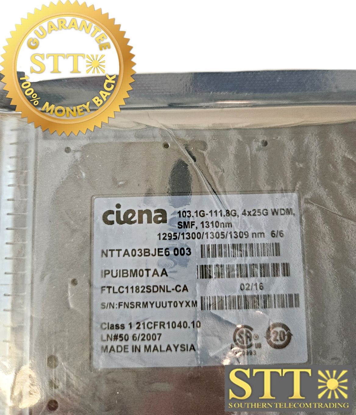 NTTA03BJE6 CIENA CFP 100GE/OTU-4 1310NM IPUIBM0TAA NEW - 90 DAY WARRANTY