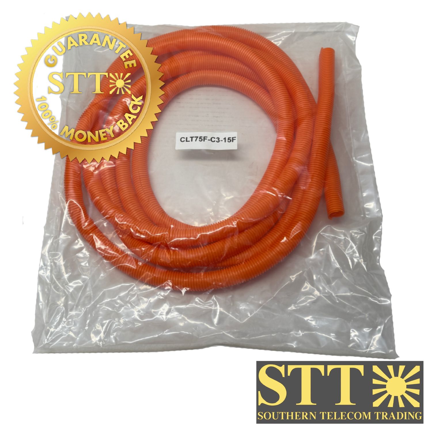 CLT75F-C3-15F PANDUIT CORRUGATED LOOM TUBING SLIT WALL .75&quot; X 15&#39; ORANGE NEW - 1 YEAR WARRANTY
