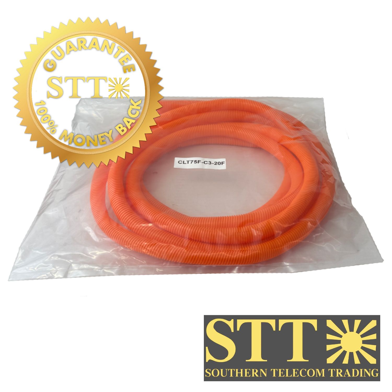 CLT75F-C3-20F PANDUIT CORRUGATED LOOM TUBING SLIT WALL .75&quot; X 20&#39; ORANGE NEW - 1 YEAR WARRANTY