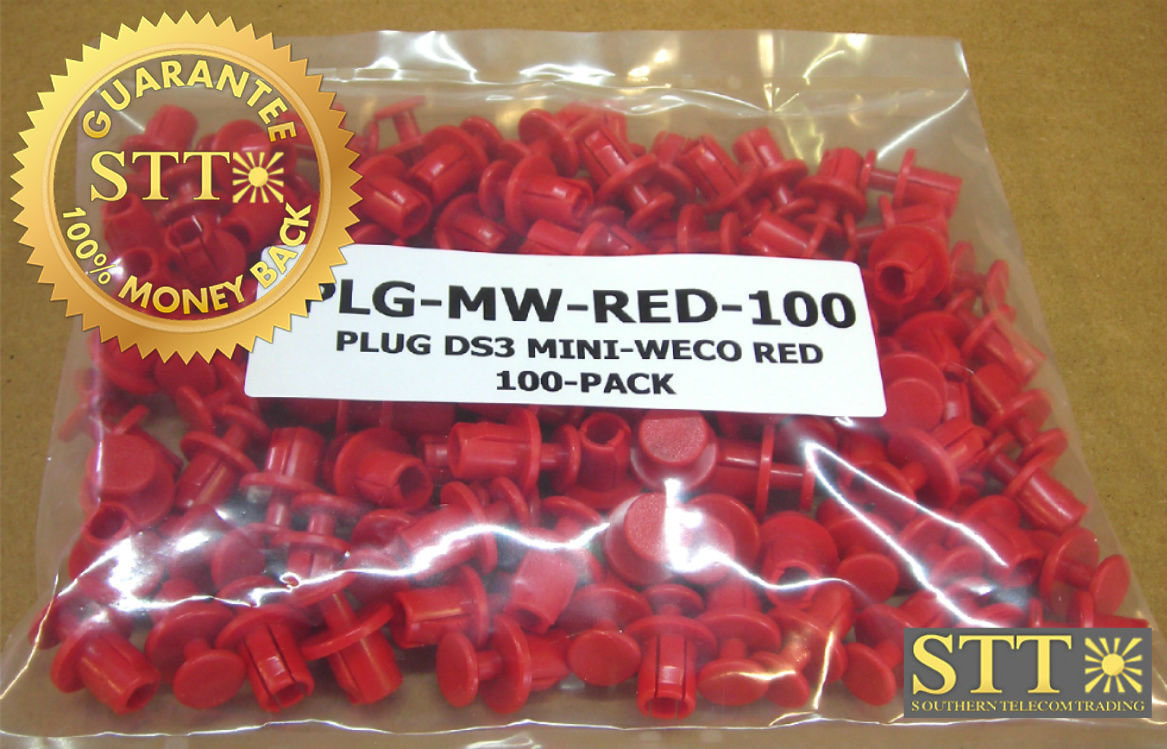 PLG-MW-RED-100 TELECT PLUG DS3 MINI-WECO RED 100-PACK REFURBISHED - 90 DAY WARRANTY