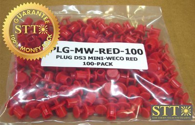 PLG-MW-RED-100 TELECT PLUG DS3 MINI-WECO RED 100-PACK REFURBISHED - 90 DAY WARRANTY