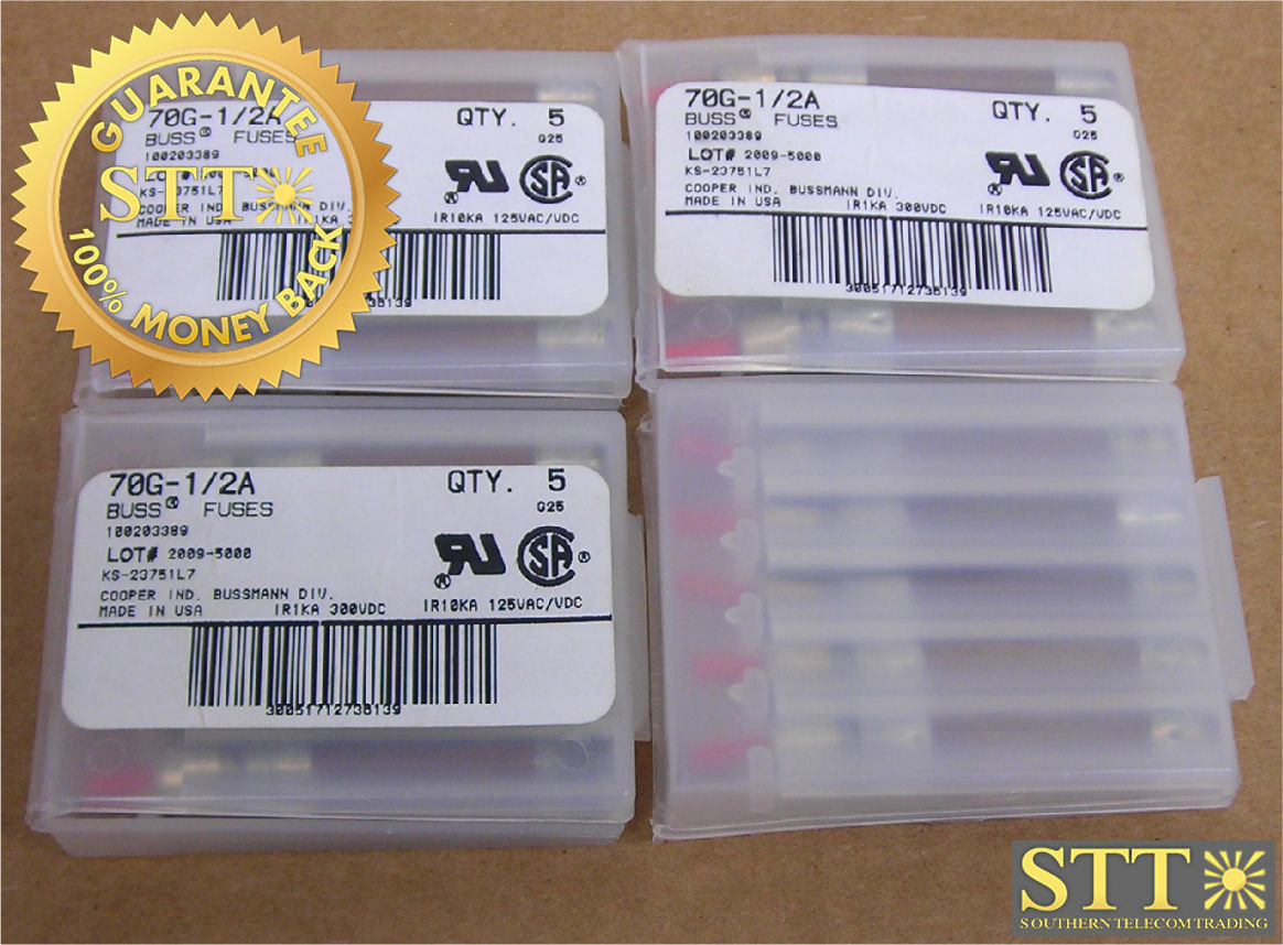 70G-1/2A BUSSMANN 1/2 AMP INDICATING FUSE 5-PACK KS23751-L7 (LOT OF 4) NEW - 90 DAY WARRANTY