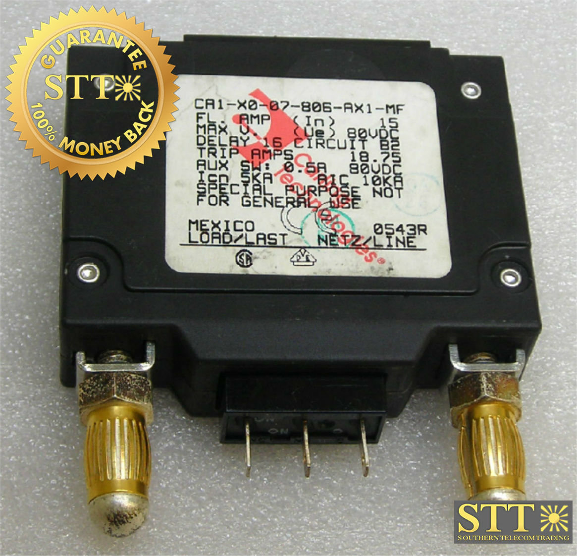 CA1-X0-07-806-AX1-MF CARLING 15 AMP BULLET BREAKER 80 VDC 1 POLE REFURBISHED - 90 DAY WARRANTY