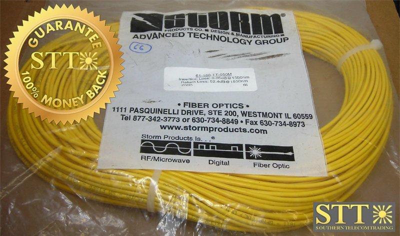 61-180-TT-050M STORM FIBER CABLE 3MM SINGLE MODE SIMPLEX SC/SC 50 METERS NEW - 90 DAY WARRANTY