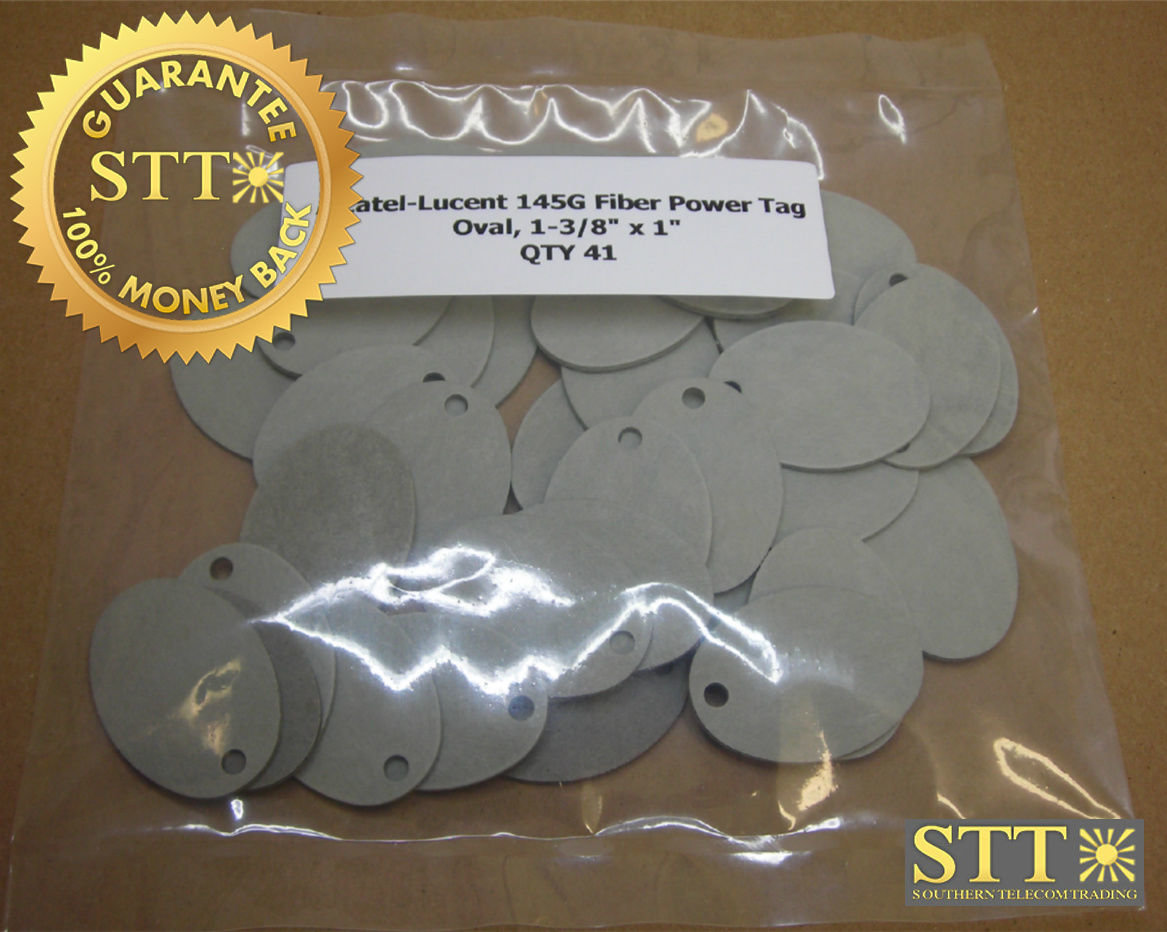 145G ALCATEL/LUCENT FIBER PTAG OVAL 1-3/8" X 1" GRAY (LOT OF 41) NEW - 90 DAY WARRANTY
