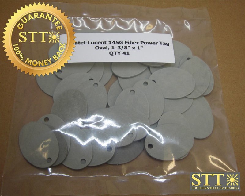 145G ALCATEL/LUCENT FIBER PTAG OVAL 1-3/8" X 1" GRAY (LOT OF 41) NEW - 90 DAY WARRANTY