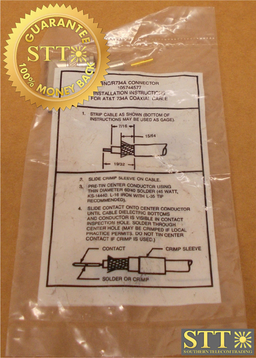 105744577 LUCENT BNC/R734A RIGHT ANGLE BNC CABLE CONNECTOR (LOT OF 49) NEW - 90 DAY WARRANTY