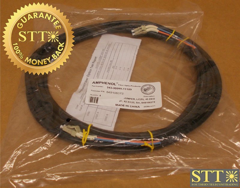 849106372 ALCATEL FIBER CABLE MM DUAL LC/LC 45DEG 5 METER (943-99999-11189) NEW - 90 DAY WARRANTY