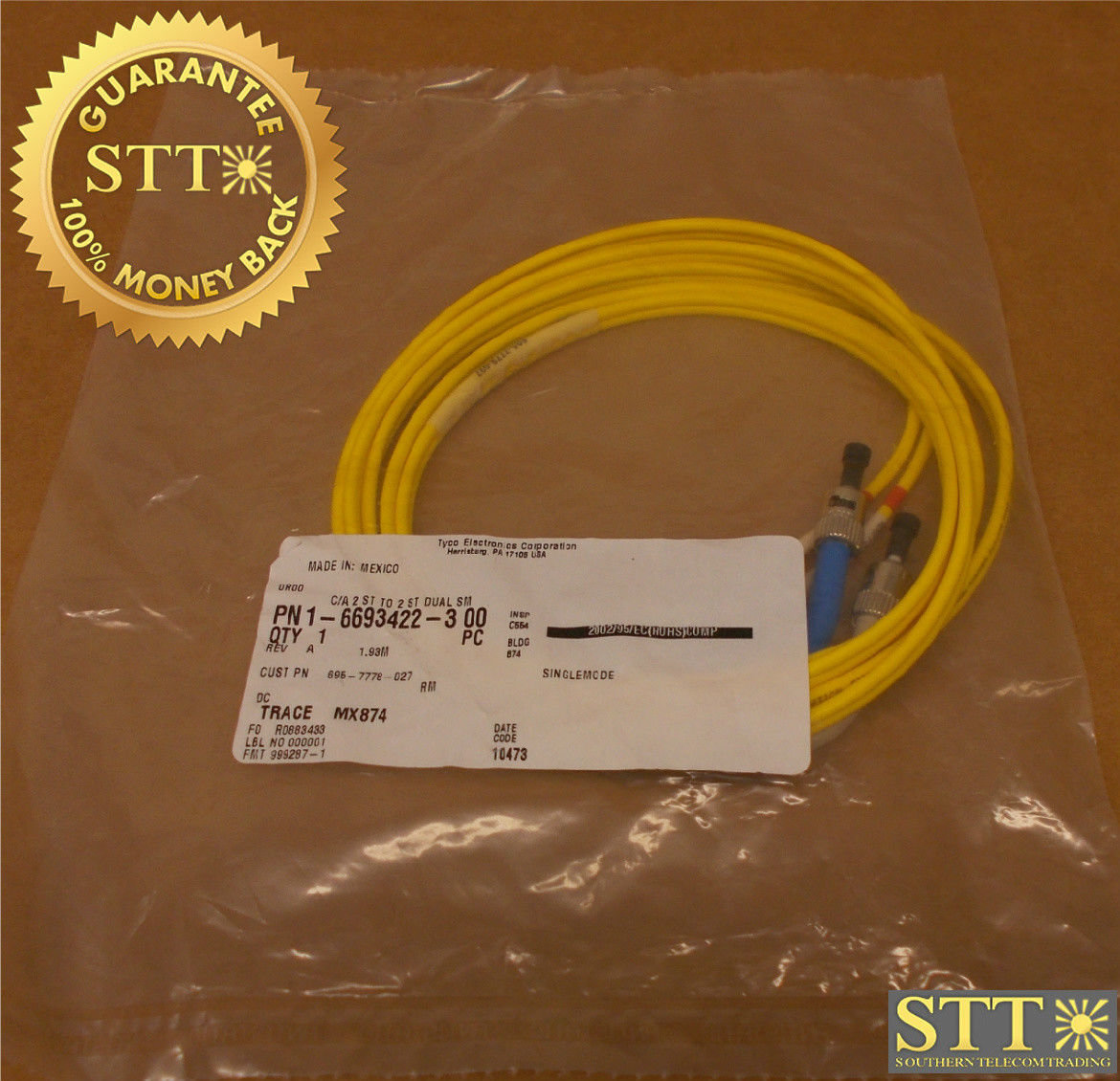 695-7778-027 ALCATEL FiBER CABLE SM DUAL ST/ST90 1.93 METERS NEW - 90 DAY WARRANTY