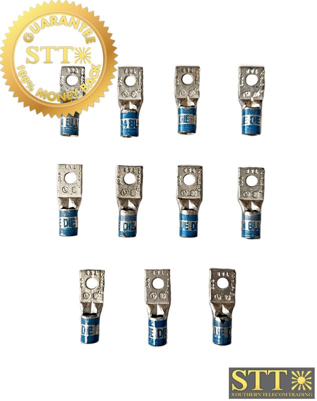 54134 THOMAS &amp; BETTS COMP LUG #10 STUD 1-HOLE BLUE (LOT OF 11) NEW - 90 DAY WARRANTY