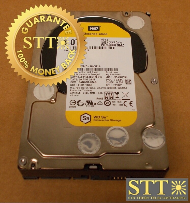 WD4000F9MZ-76NVPL0 WESTERN DIGITAL 4.0 TB 7200RPM 64GB CACHE 3.5" SATA HARD DRIVE - USED - 90-DAY WARRANTY