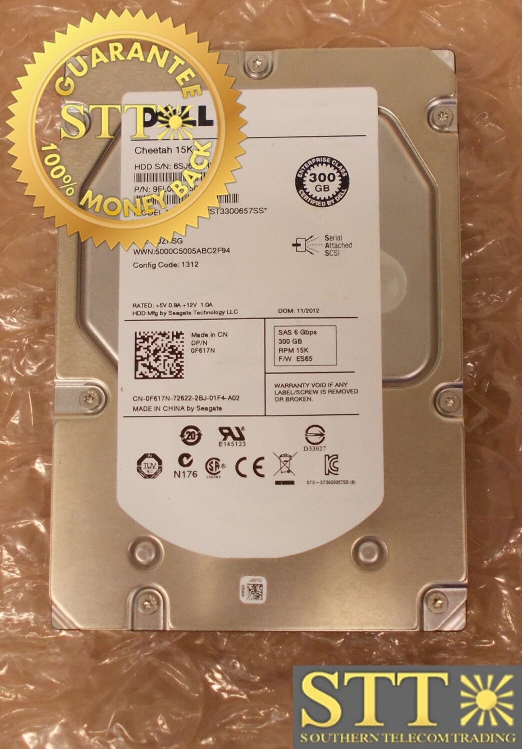 0F617N DELL CHEETAH 15K.7 300GB 15K RPM 6G/S SAS 3.5" HARD DISK DRIVE - USED - 90-DAY WARRANTY