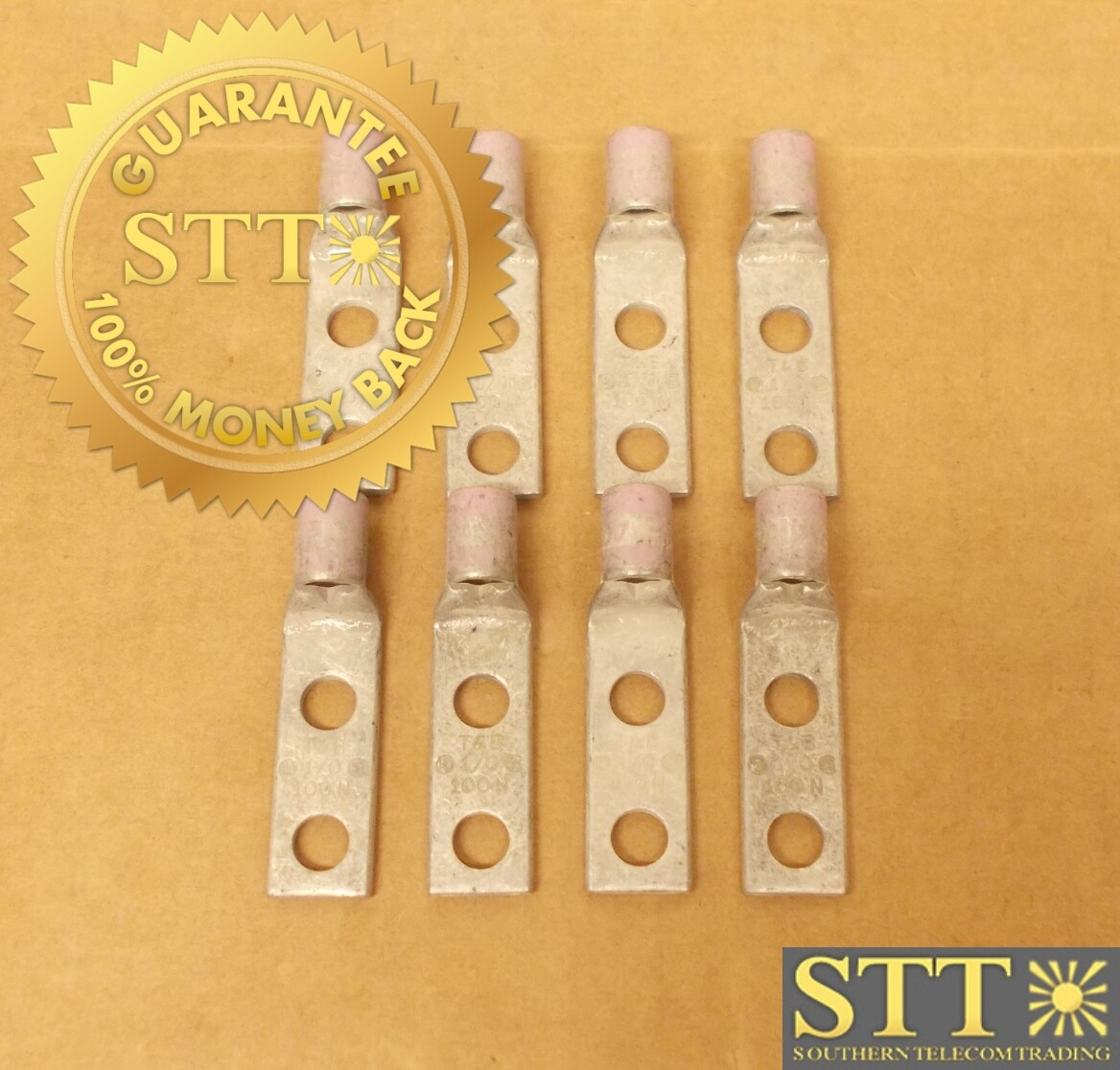 54209 THOMAS &amp; BETTS TWO HOLE LUG 3/8" BOLT SIZE 1" HOLE SPACING PINK (LOT OF 8) - NEW - 90 - DAY WARRANTY