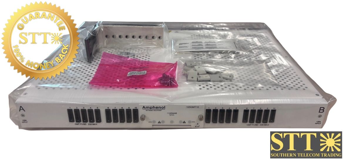125GMT10 AMPHENOL 1RU 125A DUAL-FEED GMT FUSE PANEL ±12/±24/±48V WITH 19"/23" MOUNTING BRACKETS PWFYATMURA - REFURBISHED - 90 - DAY WARRANTY