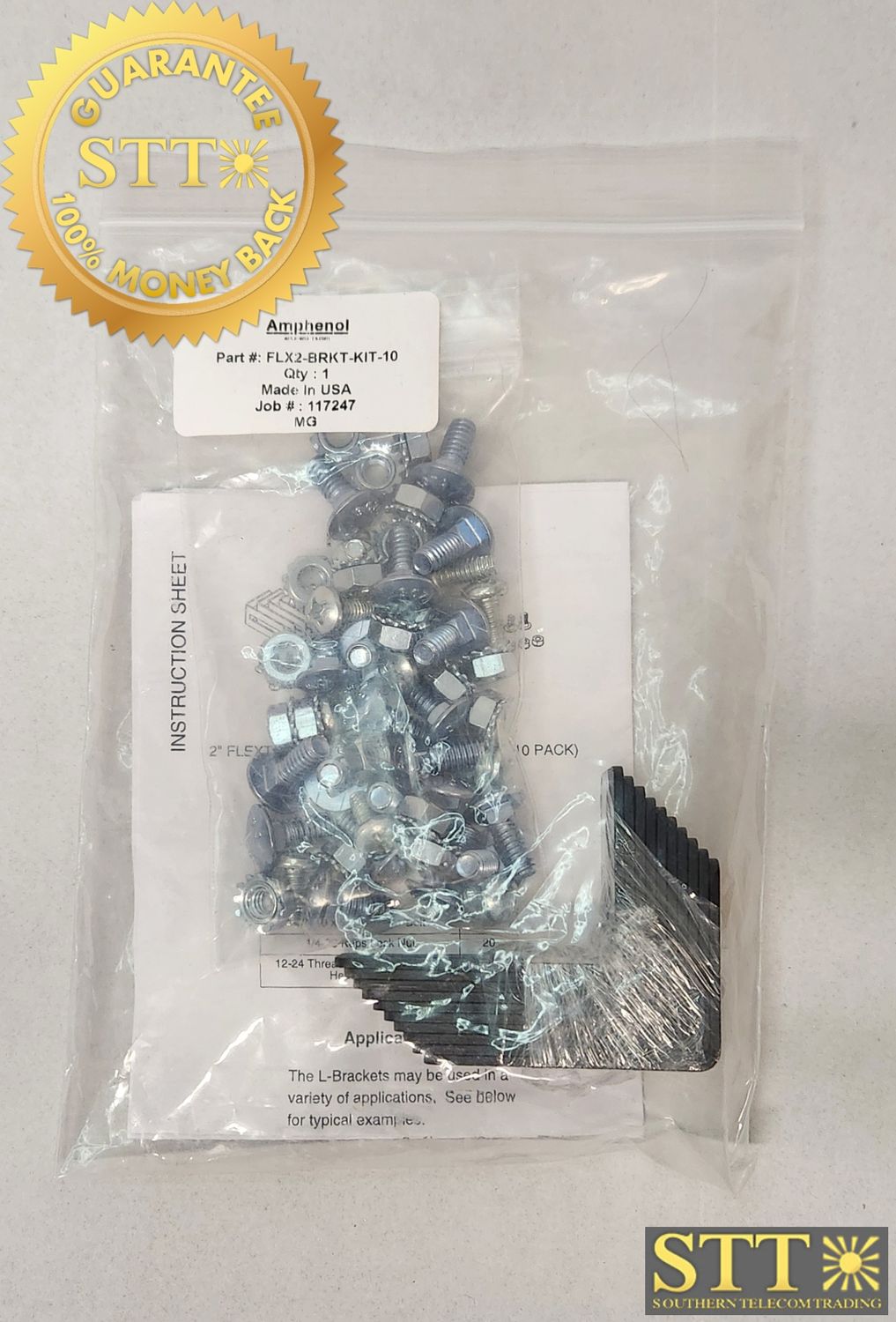 FLX2-BRKT-KIT-10 AMPHENOL 2" FLEXTRAX L-BRACKET HARDWARE KIT (10-PACK) - NEW - 90 DAY WARRANTY