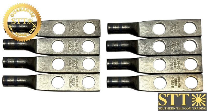 256-30695-1159 THOMAS &amp; BETTS POWER LUG LONG BARREL 2 HOLE 3/8" STUD 1" SPACING GREY (LOT OF 8) - NEW - 90 DAY WARRANTY