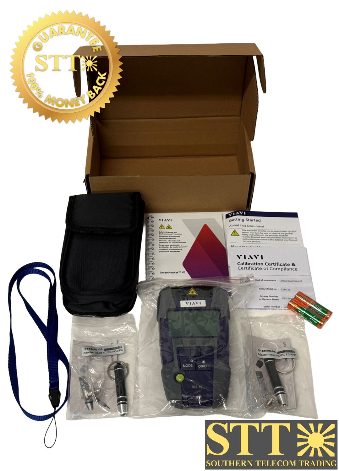 OLS-36V2 VIAVI SMARTPOCKET V2 OPTICAL LIGHT SOURCE SC ADAPTER SM/MM - NEW - 90 DAY WARRANTY