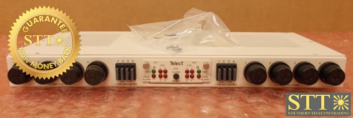 009-8004-0100 TELECT FUSE PANEL 100A DUAL FEED 4/4 KTK/GMT-48V WITH 19"/23" MOUNTING BRACKETS XCWYACCDA - REFURBISHED - 90 DAY WARRANTY