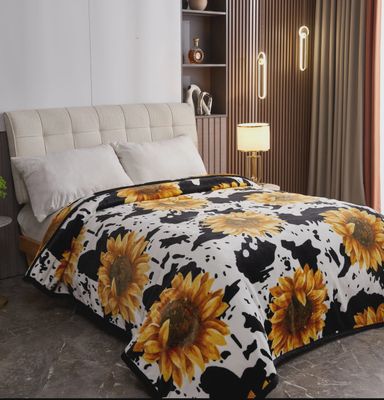 Cow Print Sunflower Blanket