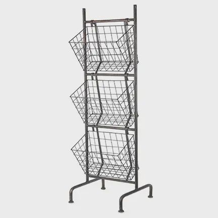 3-Tier Metal Wire Basket Rack – Industrial Farmhouse Storage Stand