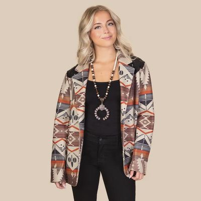 Southwestern Sequin Shoulder Blazer – Rustic Elegance with a Sparkle