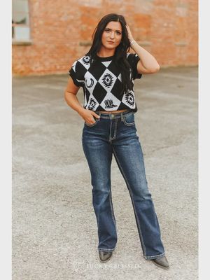 Lucky &amp; Blessed Embroidered Bootcut Jeans