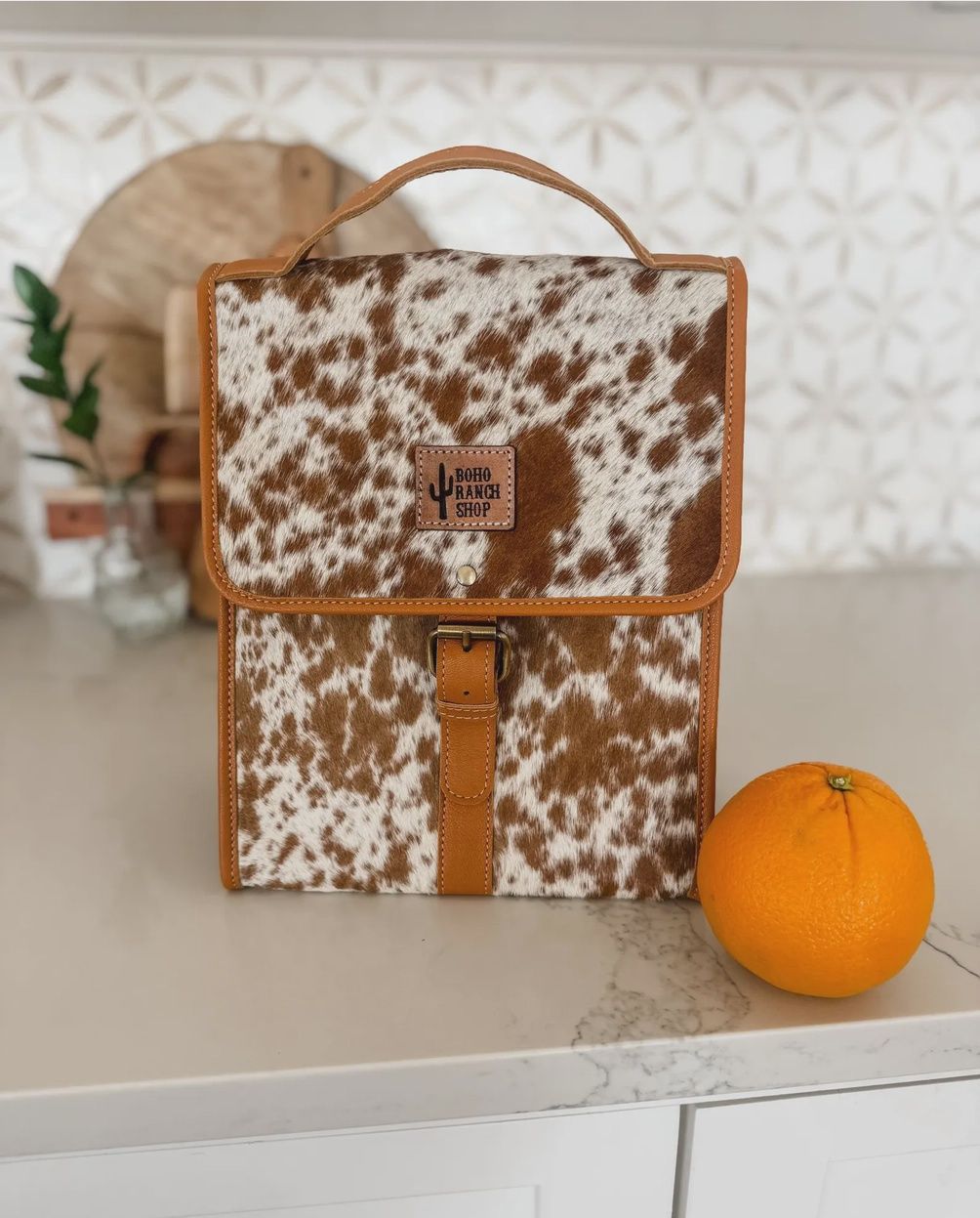 Cowhide Lunch Bag, Colour: Tan