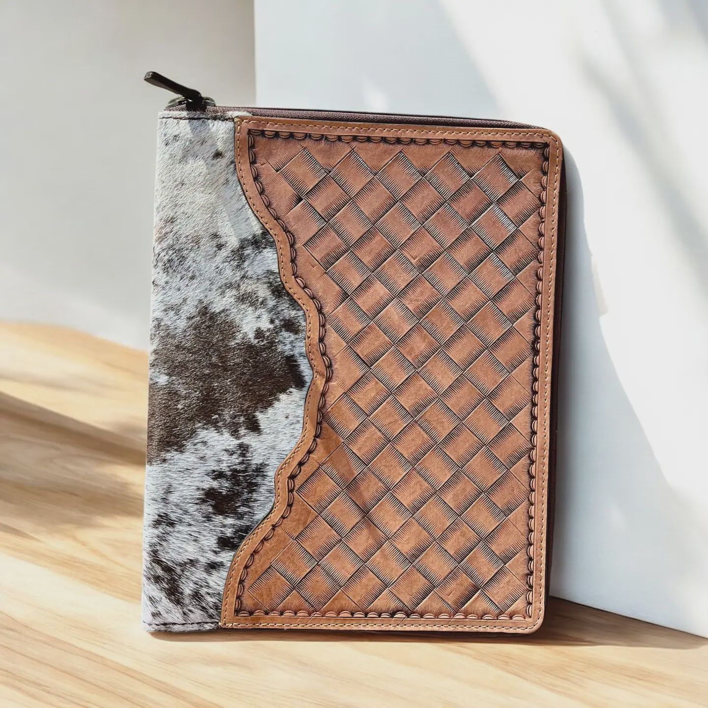 Cowhide &amp; Tooled Leather Planner – 12x9”