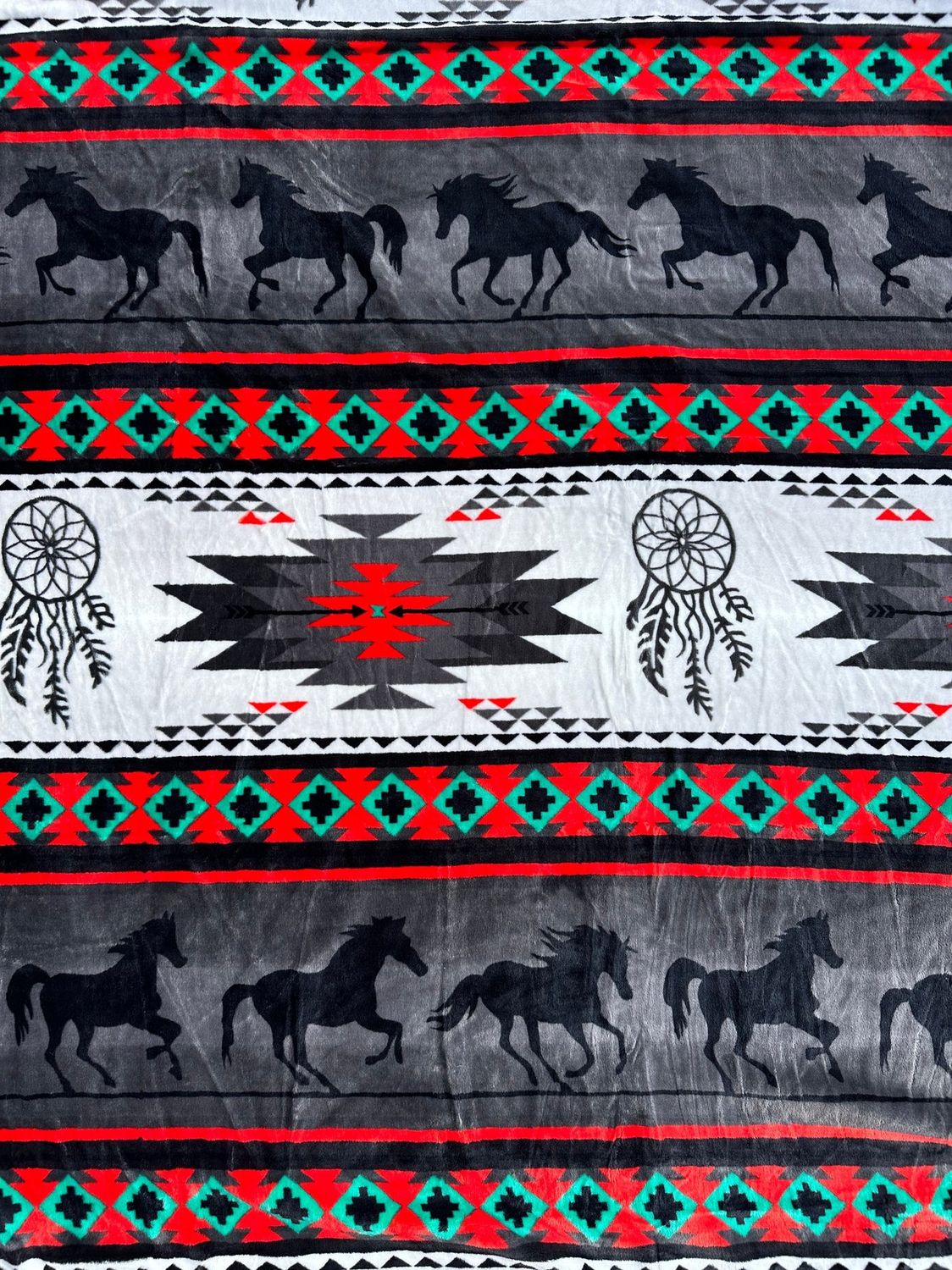 Gray Southwest Running Horse Twin Size Throw