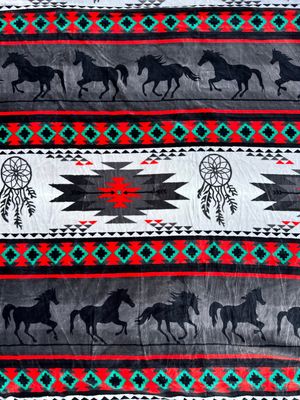 Gray Southwest Running Horse Twin Size Throw