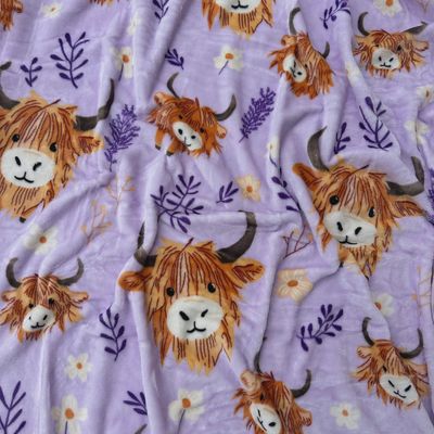 Highland Cows Purple Twin Lightweight Flannel Blanket