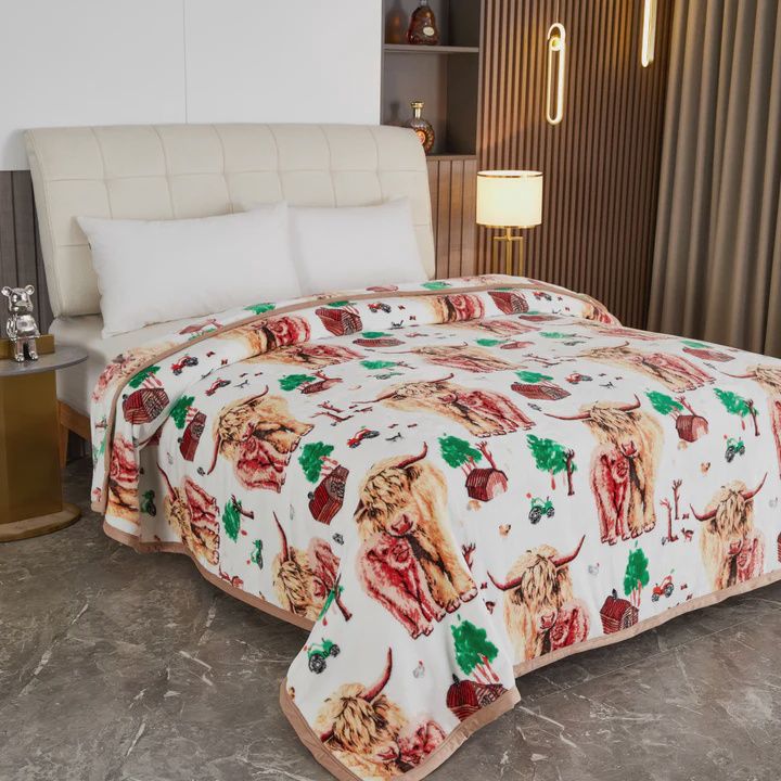White Highland Cow Flannel Blanket
