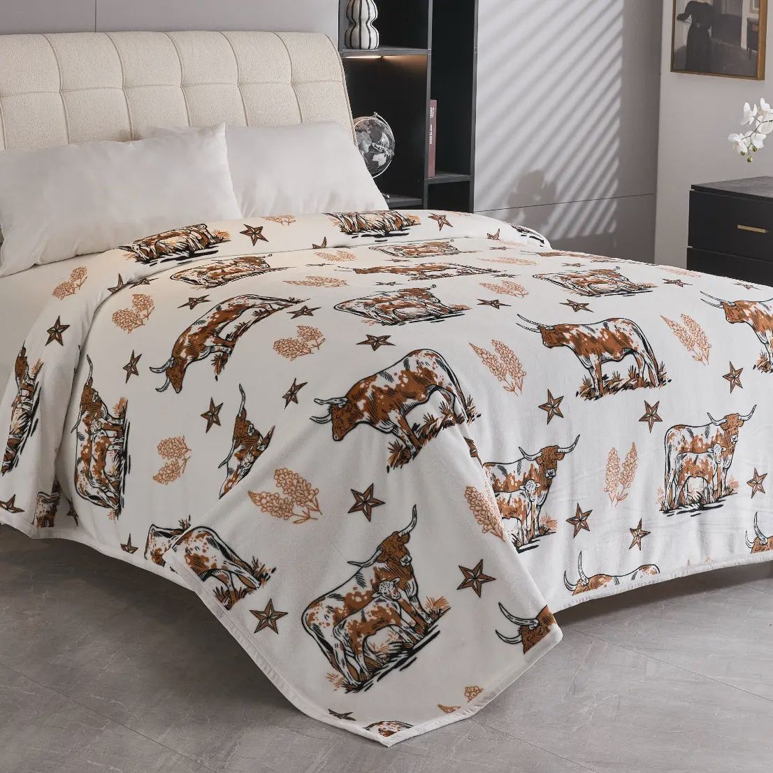 Longhorn Super fleece King Blanket